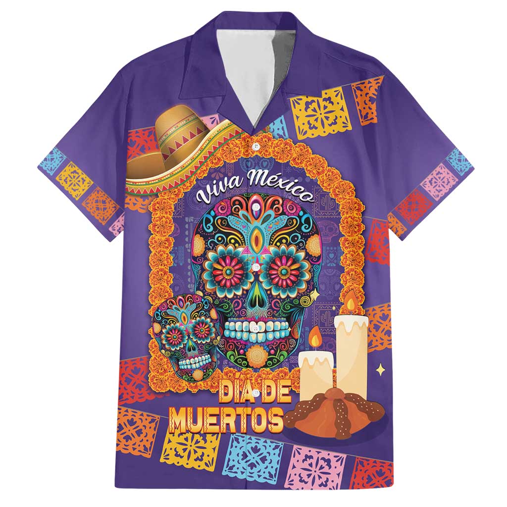 Mexico Day Of The Dead Hawaiian Shirt Sombrero Sugar Skull Marigold Pan De Muerto - Wonder Print Shop