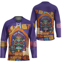 Mexico Day Of The Dead Hockey Jersey Sombrero Sugar Skull Marigold Pan De Muerto - Wonder Print Shop