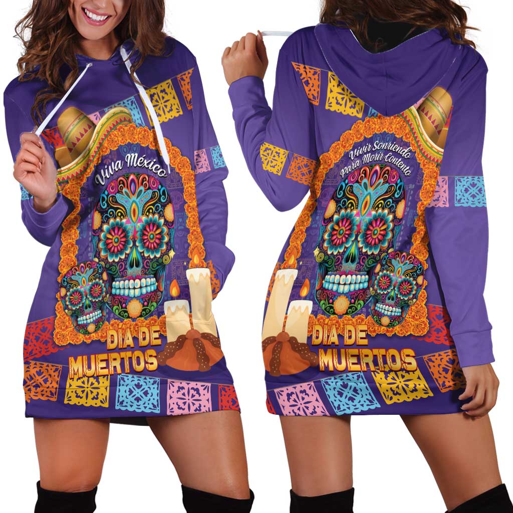 Mexico Day Of The Dead Hoodie Dress Sombrero Sugar Skull Marigold Pan De Muerto - Wonder Print Shop