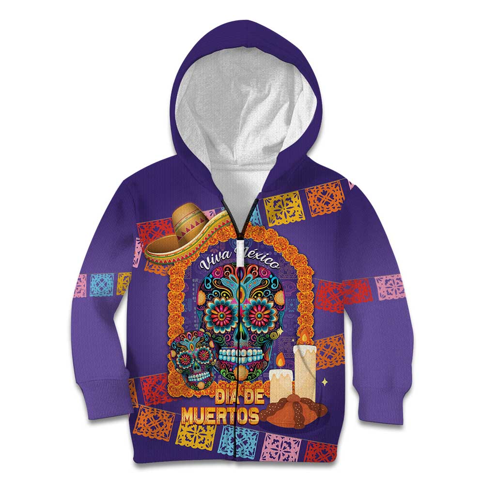Mexico Day Of The Dead Kid Hoodie Sombrero Sugar Skull Marigold Pan De Muerto - Wonder Print Shop