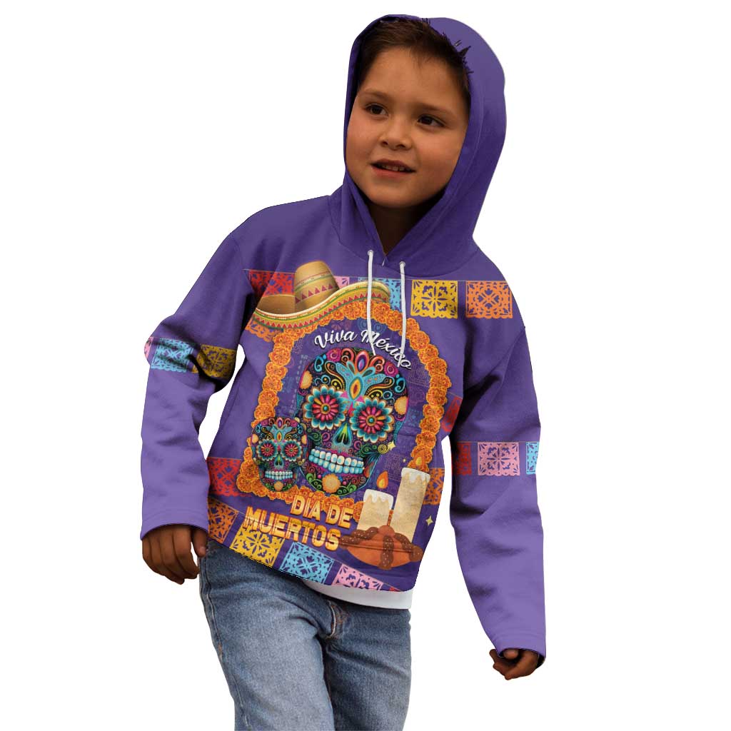Mexico Day Of The Dead Kid Hoodie Sombrero Sugar Skull Marigold Pan De Muerto - Wonder Print Shop