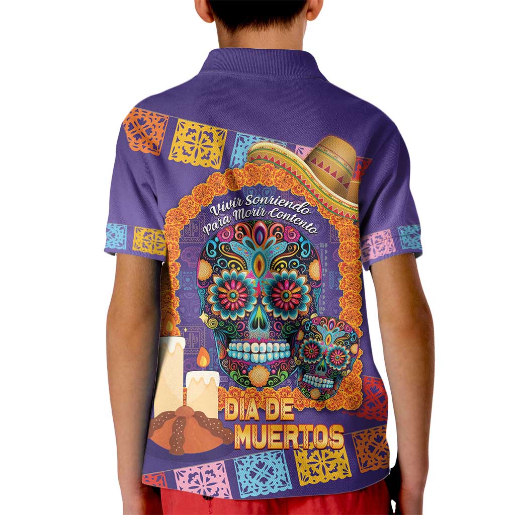 Mexico Day Of The Dead Kid Polo Shirt Sombrero Sugar Skull Marigold Pan De Muerto - Wonder Print Shop