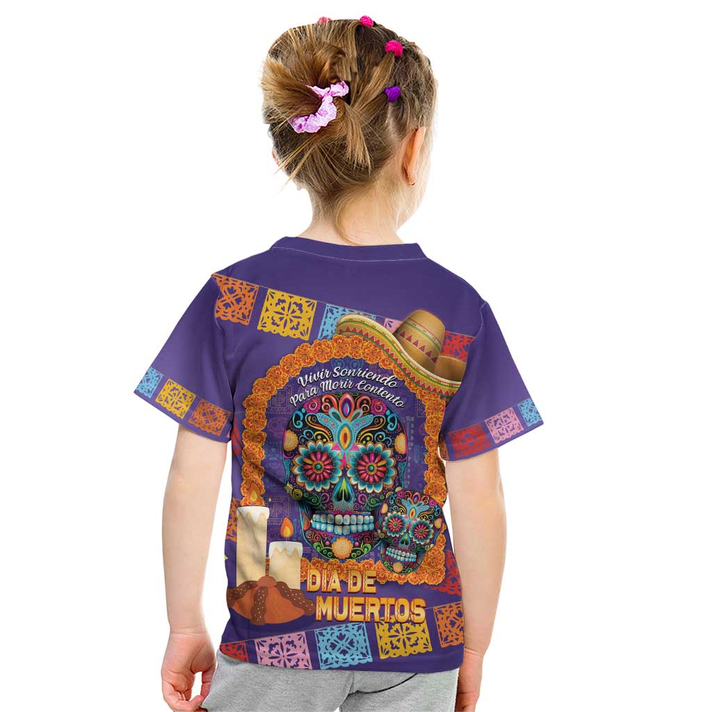 Mexico Day Of The Dead Kid T Shirt Sombrero Sugar Skull Marigold Pan De Muerto - Wonder Print Shop