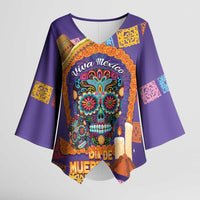 Mexico Day Of The Dead Kimono Sleeve Blouse Sombrero Sugar Skull Marigold Pan De Muerto - Wonder Print Shop