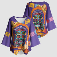 Mexico Day Of The Dead Kimono Sleeve Blouse Sombrero Sugar Skull Marigold Pan De Muerto - Wonder Print Shop