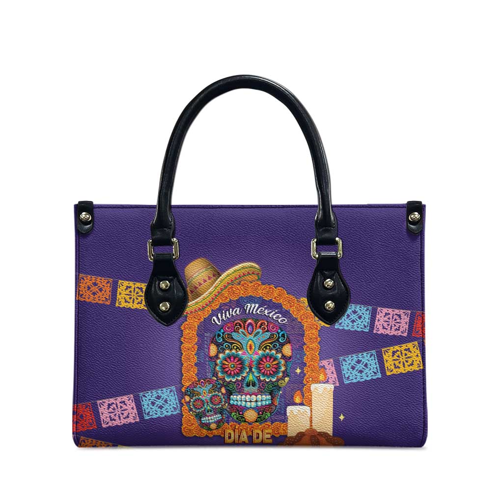 Mexico Day Of The Dead Leather Bag Sombrero Sugar Skull Marigold Pan De Muerto - Wonder Print Shop