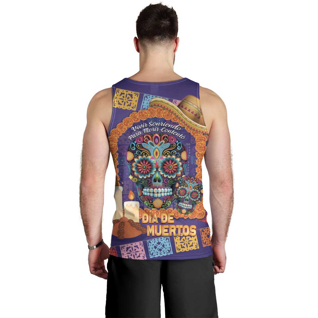 Mexico Day Of The Dead Men Tank Top Sombrero Sugar Skull Marigold Pan De Muerto - Wonder Print Shop