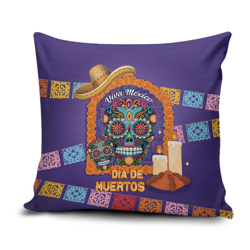 Mexico Day Of The Dead Pillow Cover Sombrero Sugar Skull Marigold Pan De Muerto - Wonder Print Shop