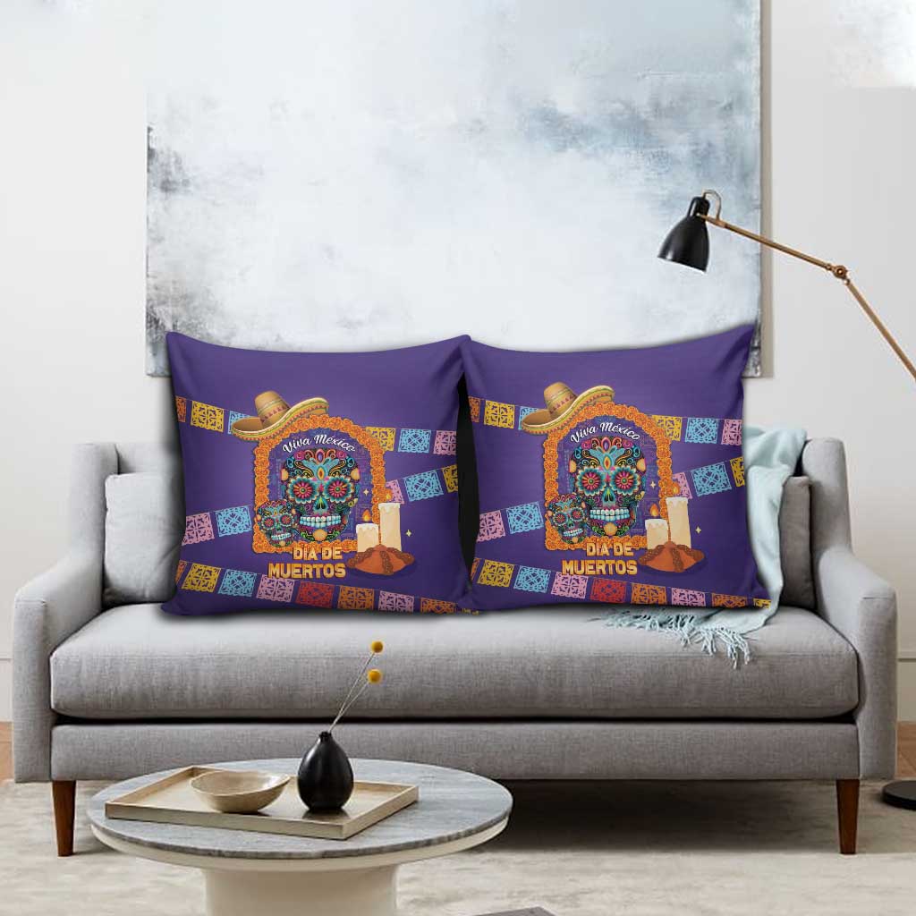 Mexico Day Of The Dead Pillow Cover Sombrero Sugar Skull Marigold Pan De Muerto - Wonder Print Shop