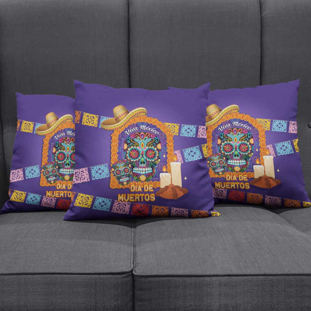 Mexico Day Of The Dead Pillow Cover Sombrero Sugar Skull Marigold Pan De Muerto - Wonder Print Shop
