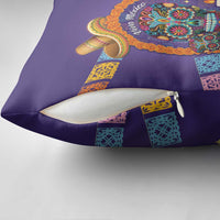 Mexico Day Of The Dead Pillow Cover Sombrero Sugar Skull Marigold Pan De Muerto - Wonder Print Shop