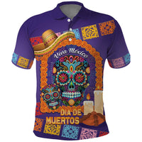 Mexico Day Of The Dead Polo Shirt Sombrero Sugar Skull Marigold Pan De Muerto - Wonder Print Shop