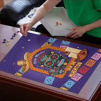 Mexico Day Of The Dead Puzzle Sombrero Sugar Skull Marigold Pan De Muerto - Wonder Print Shop