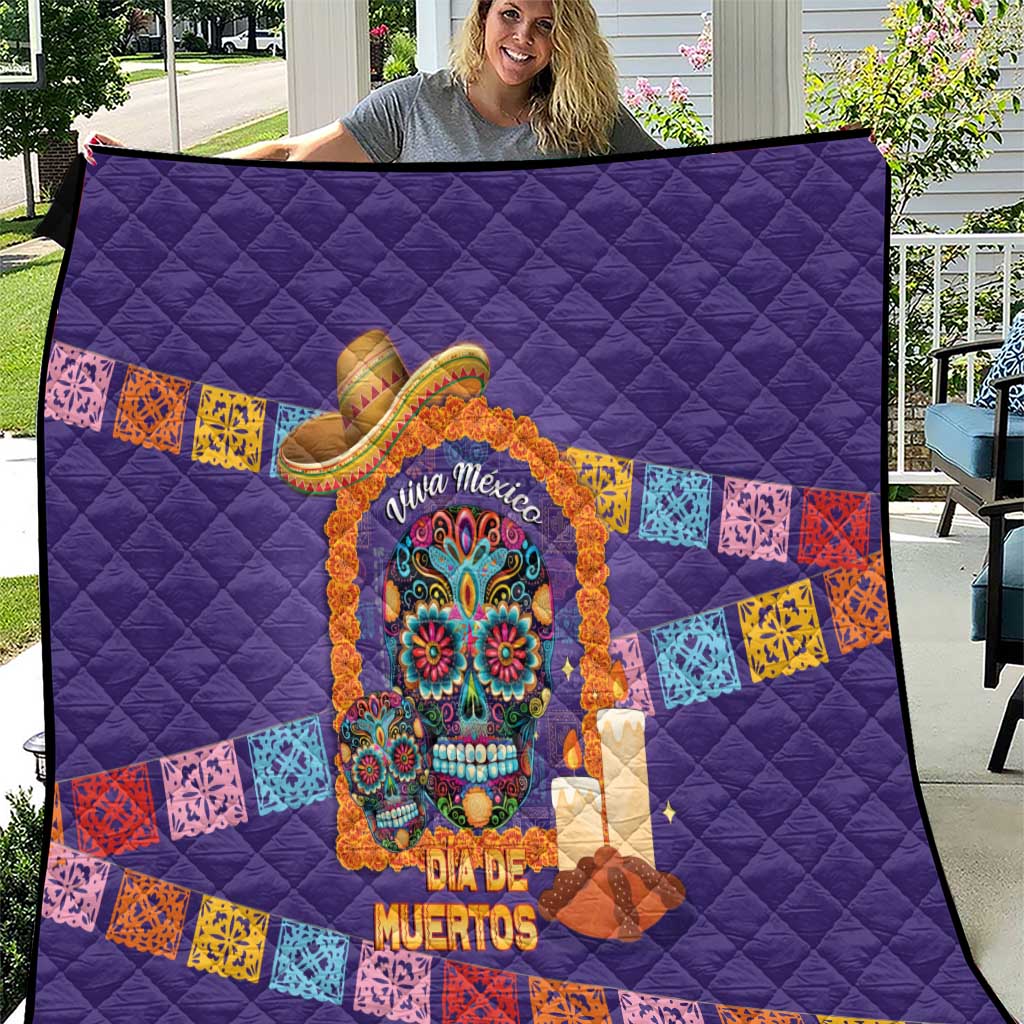 Mexico Day Of The Dead Quilt Sombrero Sugar Skull Marigold Pan De Muerto - Wonder Print Shop