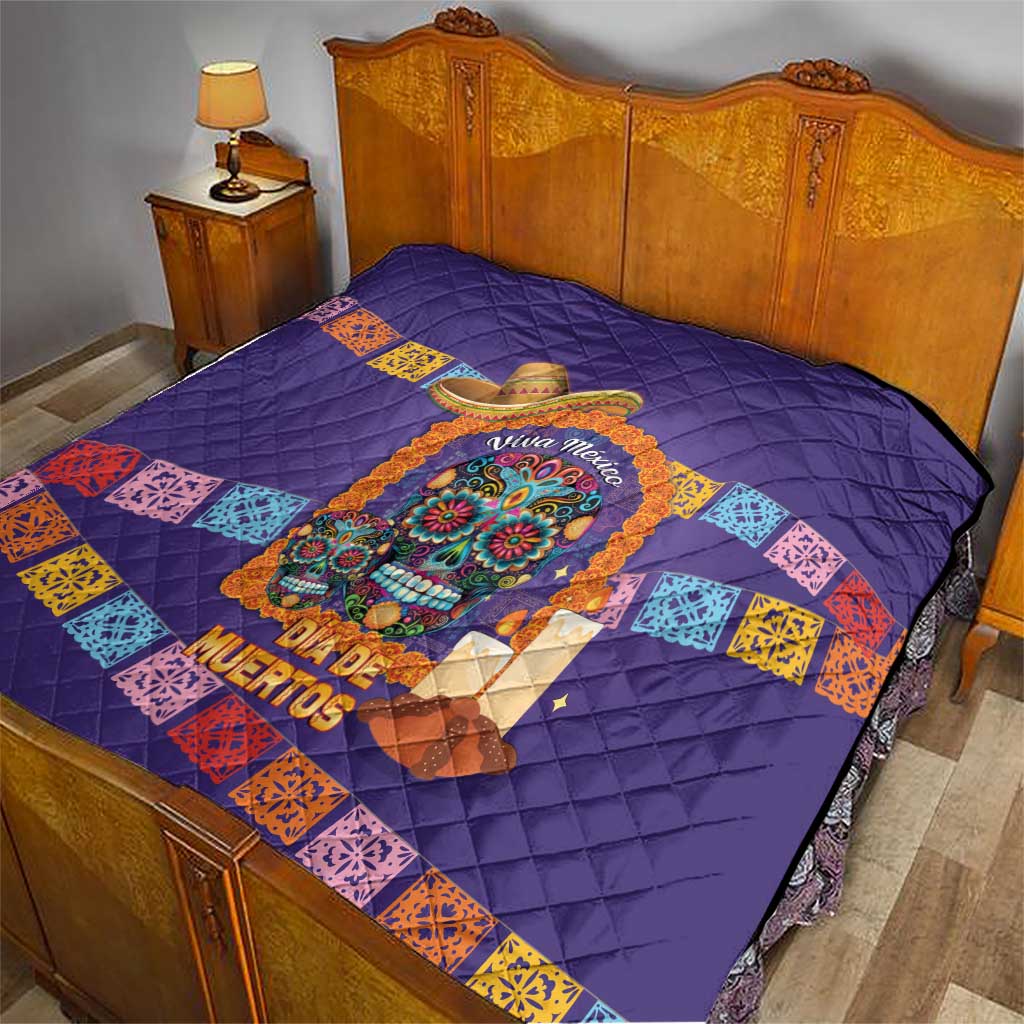 Mexico Day Of The Dead Quilt Sombrero Sugar Skull Marigold Pan De Muerto - Wonder Print Shop