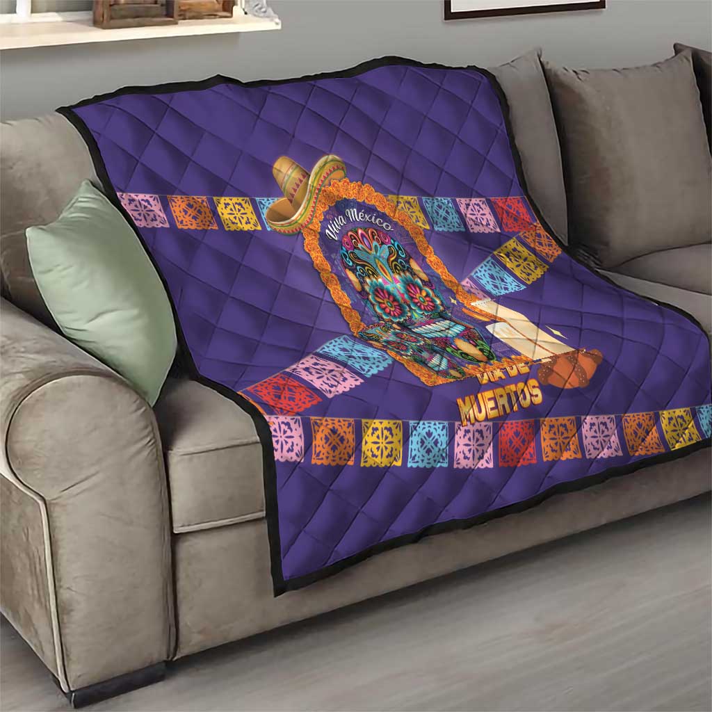 Mexico Day Of The Dead Quilt Sombrero Sugar Skull Marigold Pan De Muerto - Wonder Print Shop