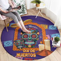 Mexico Day Of The Dead Round Carpet Sombrero Sugar Skull Marigold Pan De Muerto - Wonder Print Shop