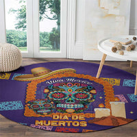 Mexico Day Of The Dead Round Carpet Sombrero Sugar Skull Marigold Pan De Muerto - Wonder Print Shop