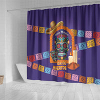 Mexico Day Of The Dead Shower Curtain Sombrero Sugar Skull Marigold Pan De Muerto - Wonder Print Shop