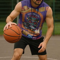 Mexico Day Of The Dead Sleeveless Hoodie Sombrero Sugar Skull Marigold Pan De Muerto - Wonder Print Shop