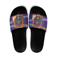 Mexico Day Of The Dead Slide Sandals Sombrero Sugar Skull Marigold Pan De Muerto - Wonder Print Shop