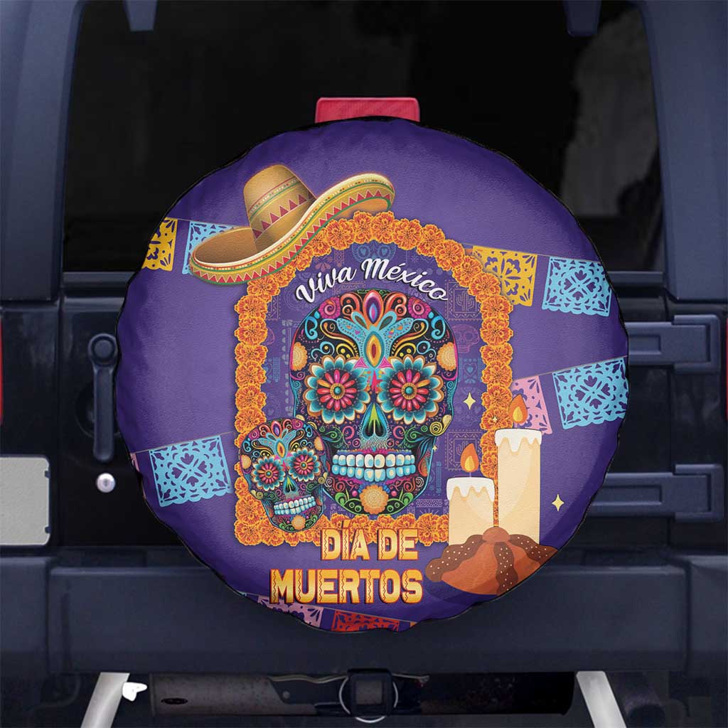Mexico Day Of The Dead Spare Tire Cover Sombrero Sugar Skull Marigold Pan De Muerto - Wonder Print Shop