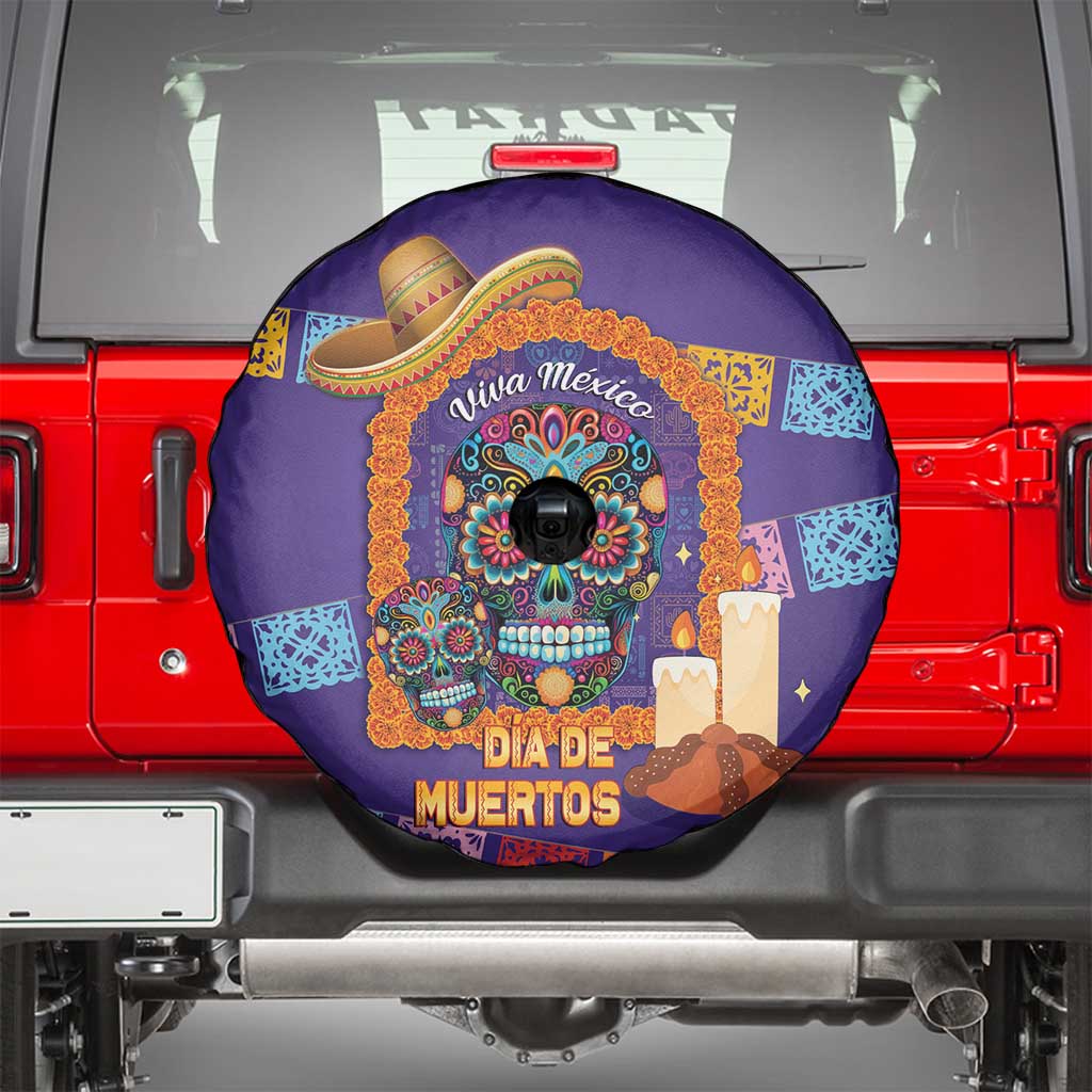 Mexico Day Of The Dead Spare Tire Cover Sombrero Sugar Skull Marigold Pan De Muerto - Wonder Print Shop