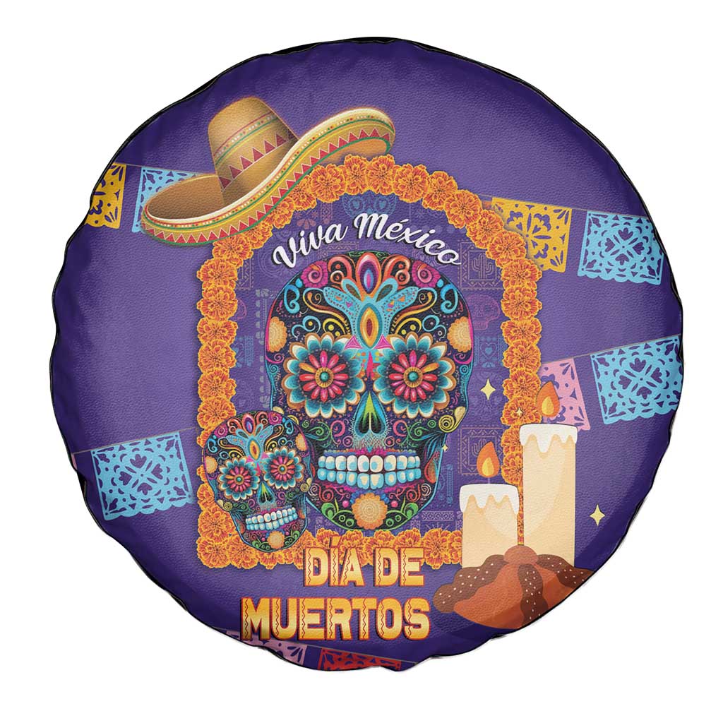 Mexico Day Of The Dead Spare Tire Cover Sombrero Sugar Skull Marigold Pan De Muerto - Wonder Print Shop