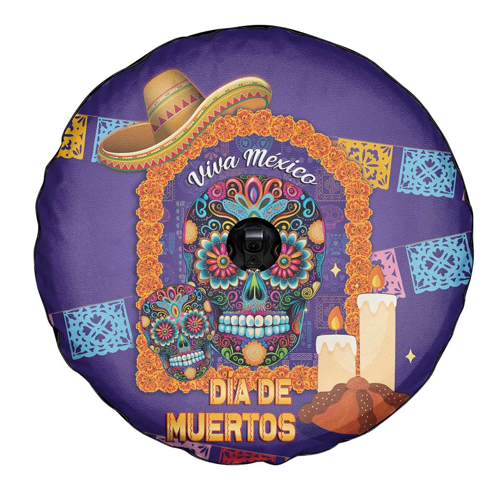 Mexico Day Of The Dead Spare Tire Cover Sombrero Sugar Skull Marigold Pan De Muerto - Wonder Print Shop