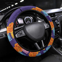Mexico Day Of The Dead Steering Wheel Cover Sombrero Sugar Skull Marigold Pan De Muerto - Wonder Print Shop