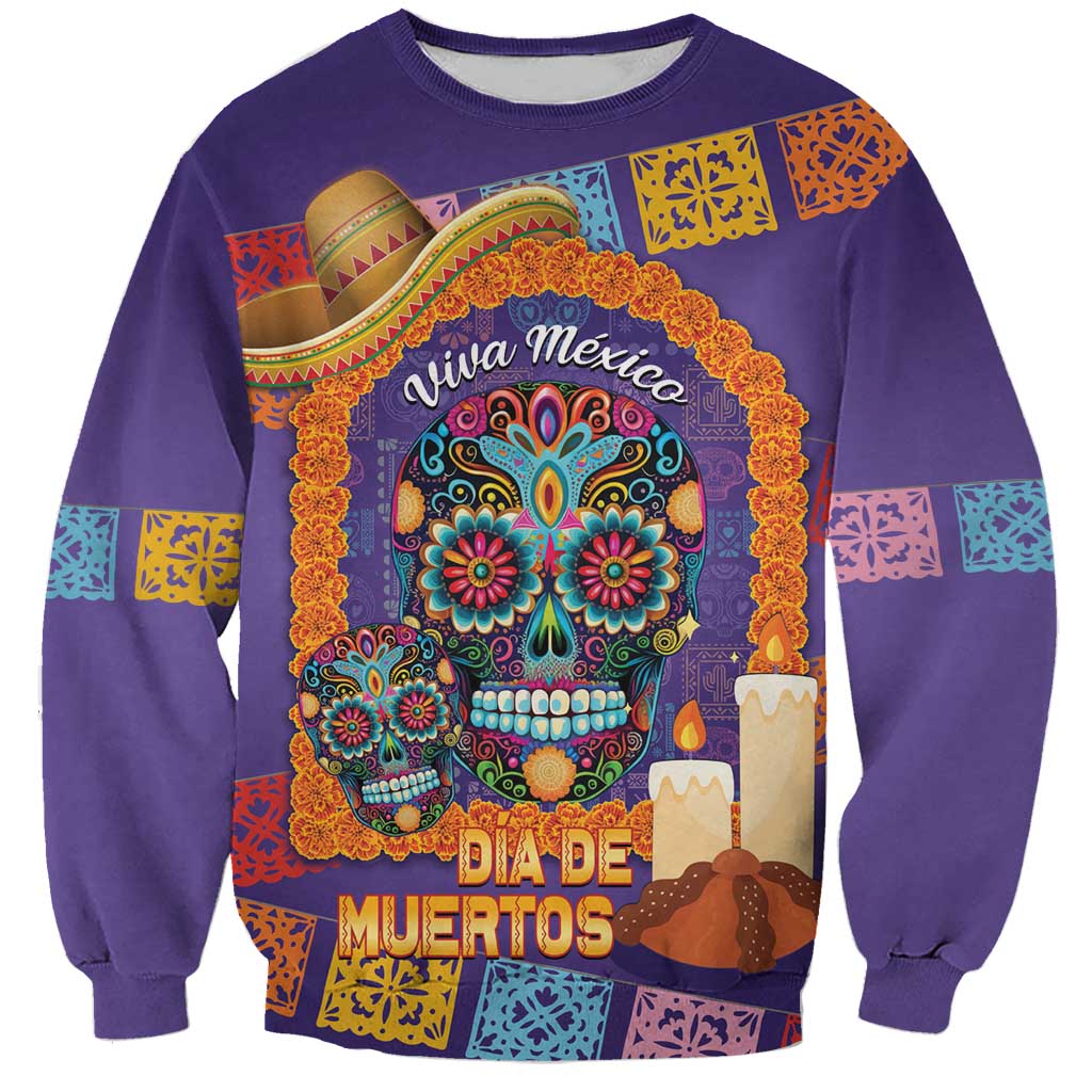 Mexico Day Of The Dead Sweatshirt Sombrero Sugar Skull Marigold Pan De Muerto - Wonder Print Shop