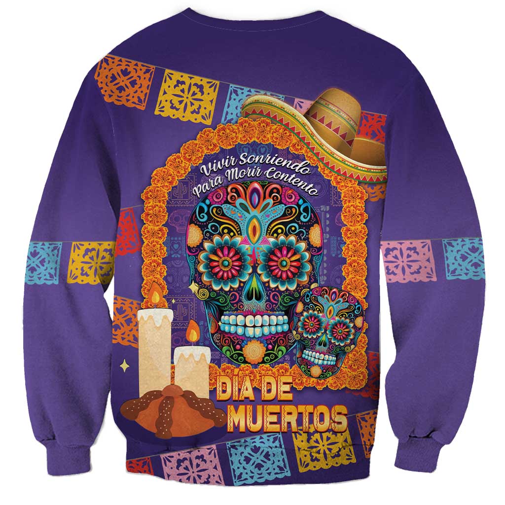 Mexico Day Of The Dead Sweatshirt Sombrero Sugar Skull Marigold Pan De Muerto - Wonder Print Shop