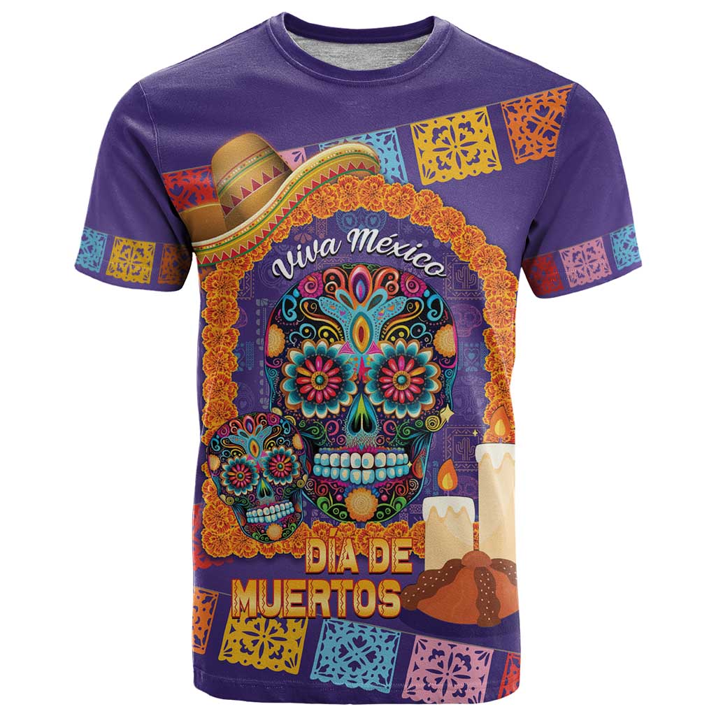 Mexico Day Of The Dead T Shirt Sombrero Sugar Skull Marigold Pan De Muerto - Wonder Print Shop