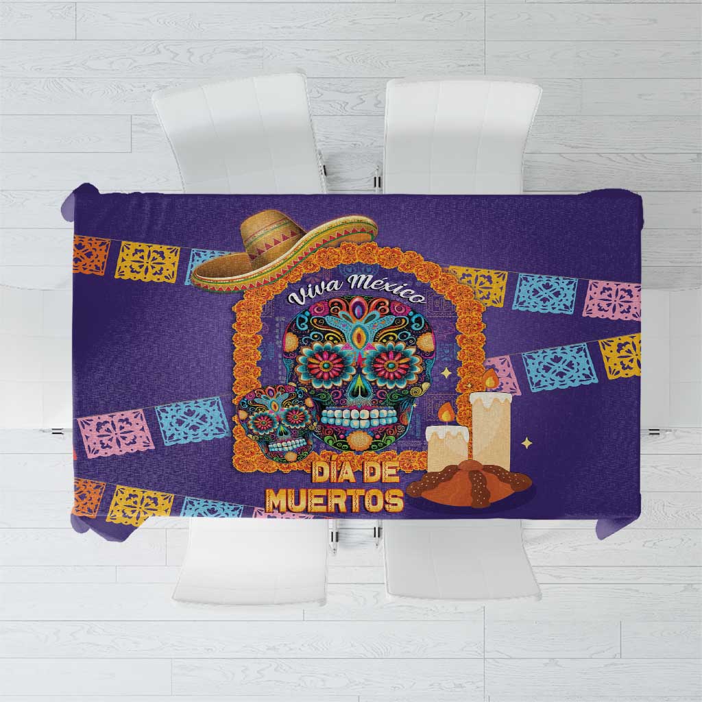 Mexico Day Of The Dead Tablecloth Sombrero Sugar Skull Marigold Pan De Muerto - Wonder Print Shop
