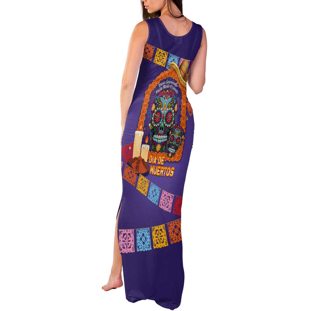 Mexico Day Of The Dead Tank Maxi Dress Sombrero Sugar Skull Marigold Pan De Muerto - Wonder Print Shop