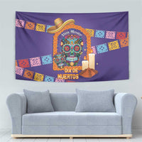Mexico Day Of The Dead Tapestry Sombrero Sugar Skull Marigold Pan De Muerto - Wonder Print Shop