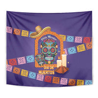 Mexico Day Of The Dead Tapestry Sombrero Sugar Skull Marigold Pan De Muerto - Wonder Print Shop