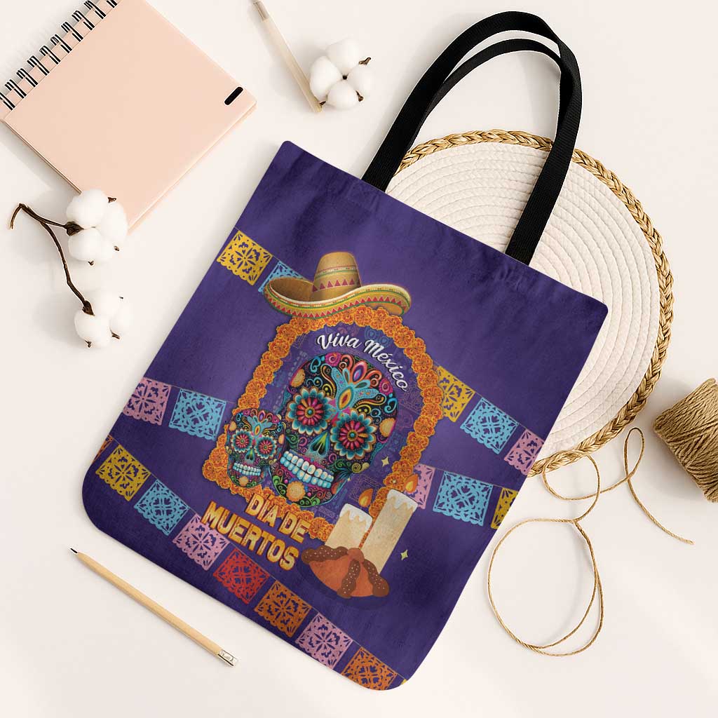 Mexico Day Of The Dead Tote Bag Sombrero Sugar Skull Marigold Pan De Muerto - Wonder Print Shop