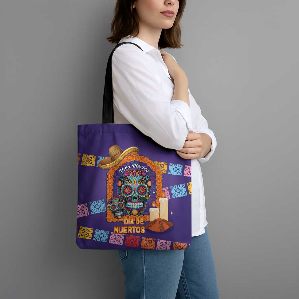 Mexico Day Of The Dead Tote Bag Sombrero Sugar Skull Marigold Pan De Muerto - Wonder Print Shop
