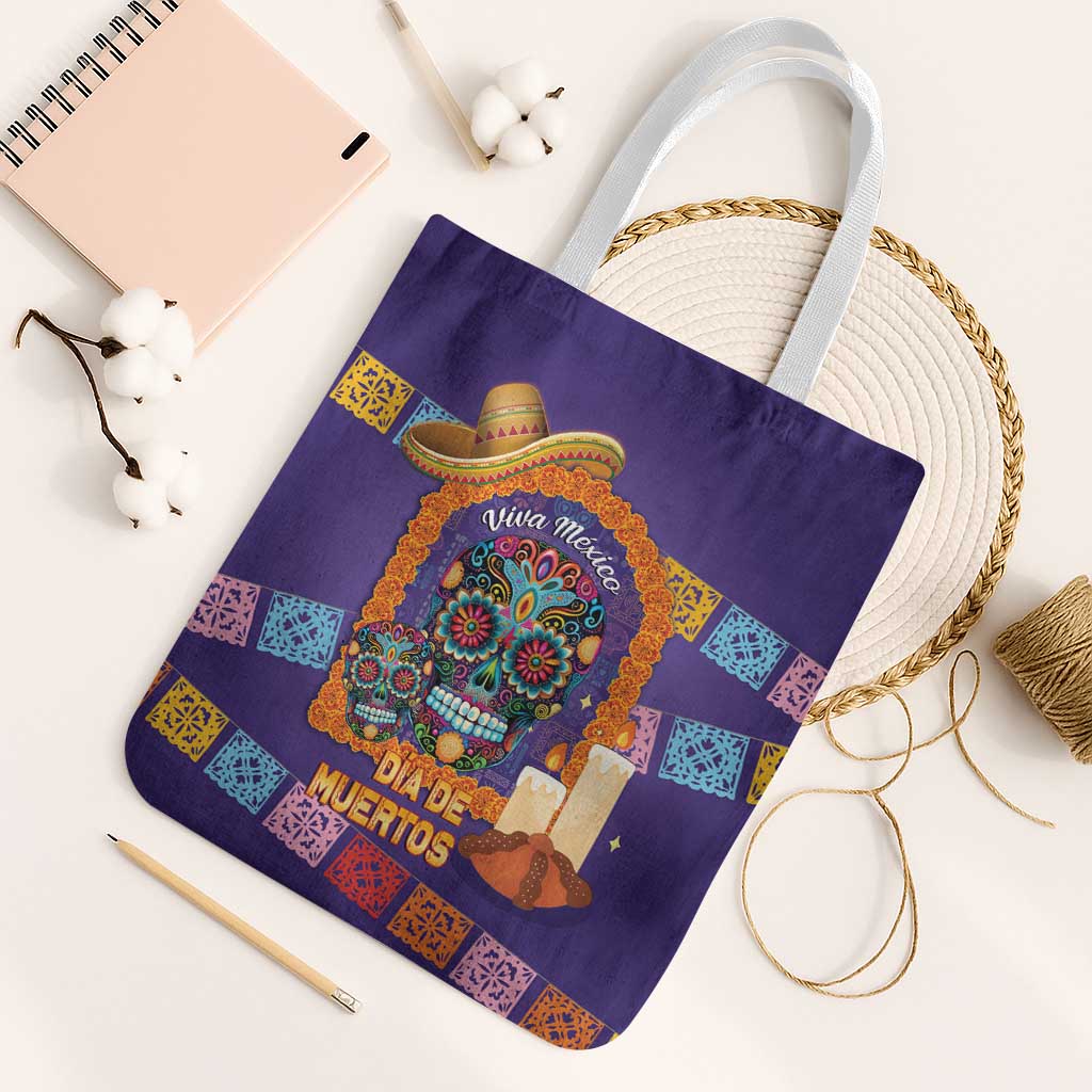 Mexico Day Of The Dead Tote Bag Sombrero Sugar Skull Marigold Pan De Muerto - Wonder Print Shop
