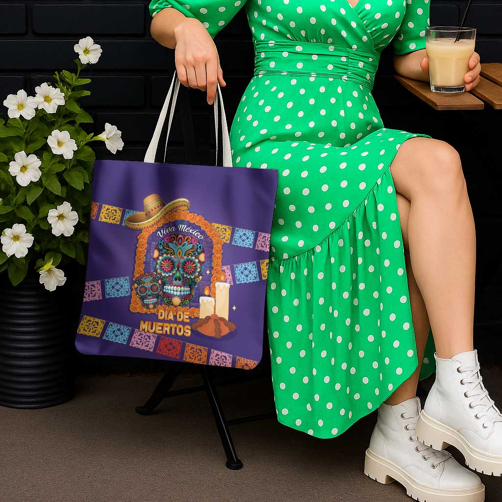 Mexico Day Of The Dead Tote Bag Sombrero Sugar Skull Marigold Pan De Muerto - Wonder Print Shop