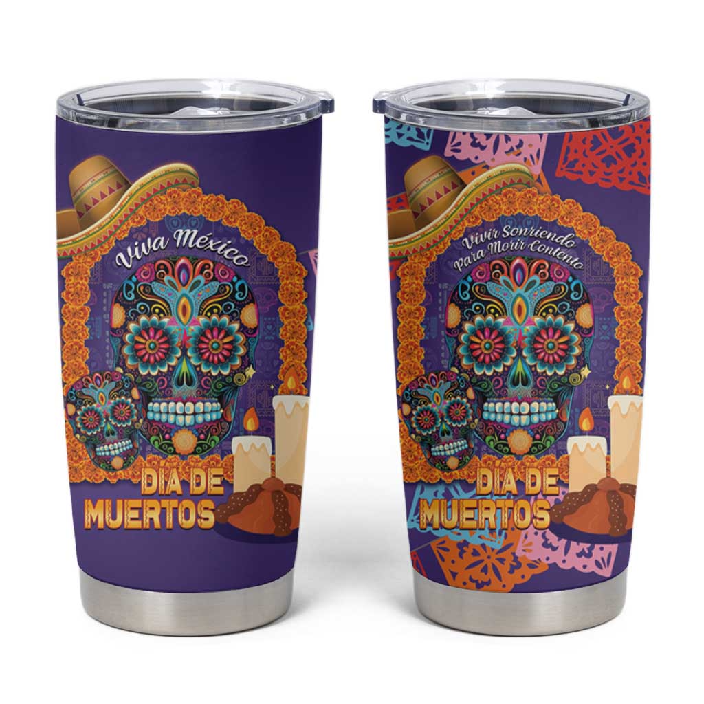 Mexico Day Of The Dead Tumbler Cup Sombrero Sugar Skull Marigold Pan De Muerto - Wonder Print Shop