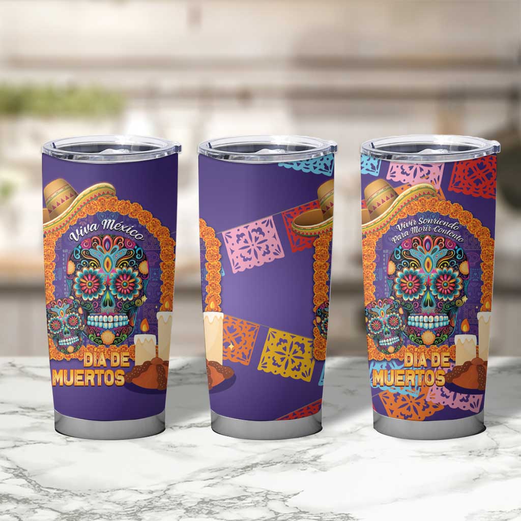 Mexico Day Of The Dead Tumbler Cup Sombrero Sugar Skull Marigold Pan De Muerto - Wonder Print Shop