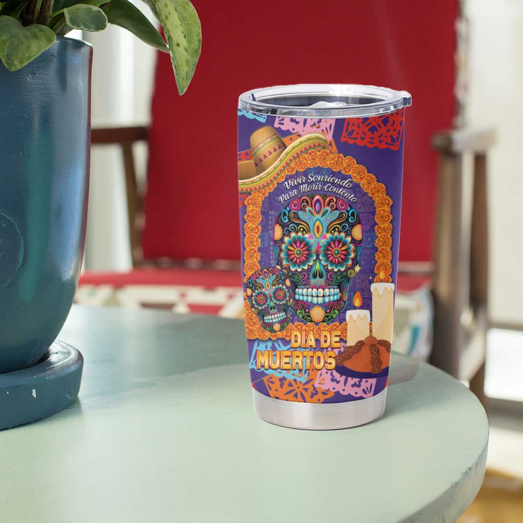 Mexico Day Of The Dead Tumbler Cup Sombrero Sugar Skull Marigold Pan De Muerto - Wonder Print Shop