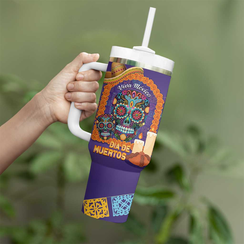 Mexico Day Of The Dead Tumbler With Handle Sombrero Sugar Skull Marigold Pan De Muerto - Wonder Print Shop