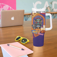 Mexico Day Of The Dead Tumbler With Handle Sombrero Sugar Skull Marigold Pan De Muerto - Wonder Print Shop