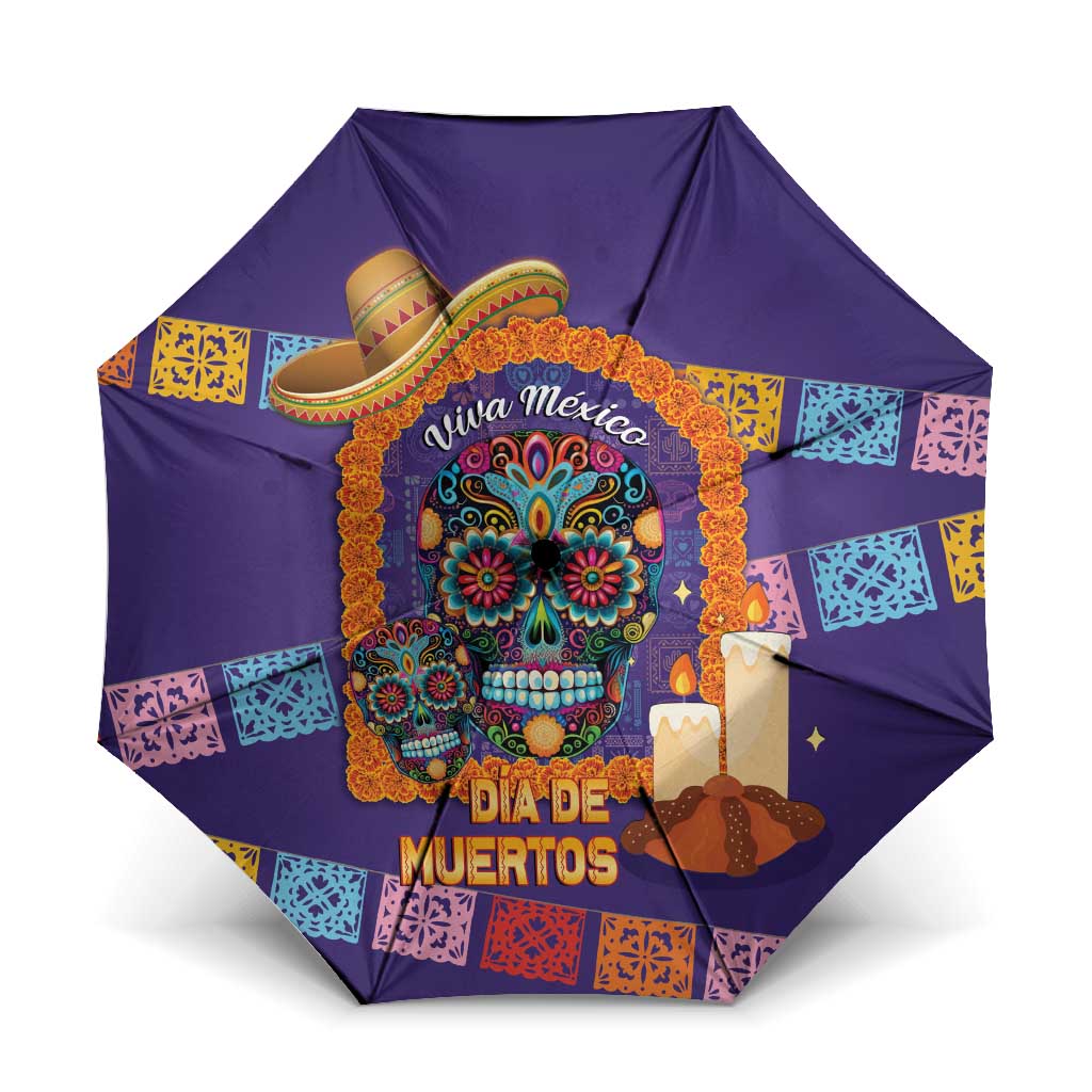 Mexico Day Of The Dead Umbrella Sombrero Sugar Skull Marigold Pan De Muerto - Wonder Print Shop