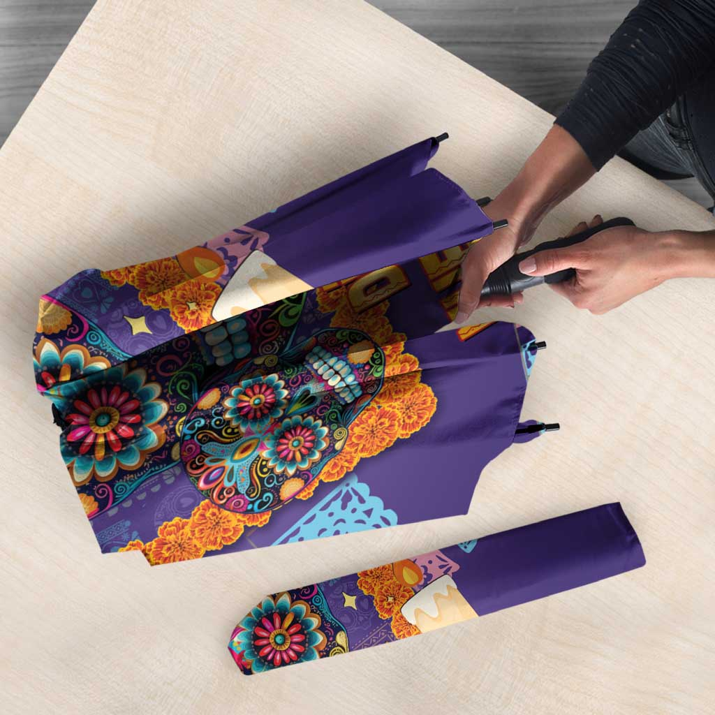 Mexico Day Of The Dead Umbrella Sombrero Sugar Skull Marigold Pan De Muerto - Wonder Print Shop