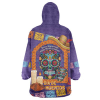Mexico Day Of The Dead Wearable Blanket Hoodie Sombrero Sugar Skull Marigold Pan De Muerto - Wonder Print Shop
