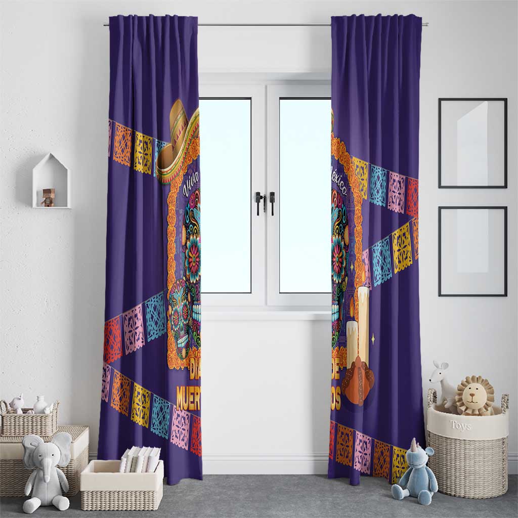 Mexico Day Of The Dead Window Curtain Sombrero Sugar Skull Marigold Pan De Muerto - Wonder Print Shop